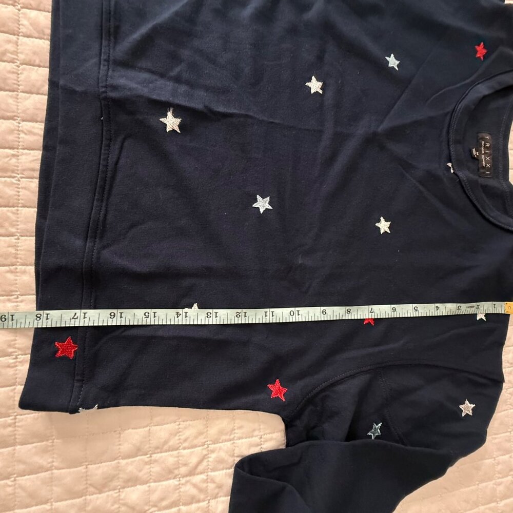 Trixxi Navy Star Print Cropped Sweatshirt & Drawstring Shorts Set M - Picture 9 of 11